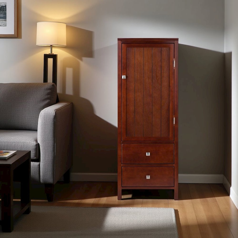 FurniFact Walnut Kitchen Cabinet – Small Pantry Cabinet with Doors