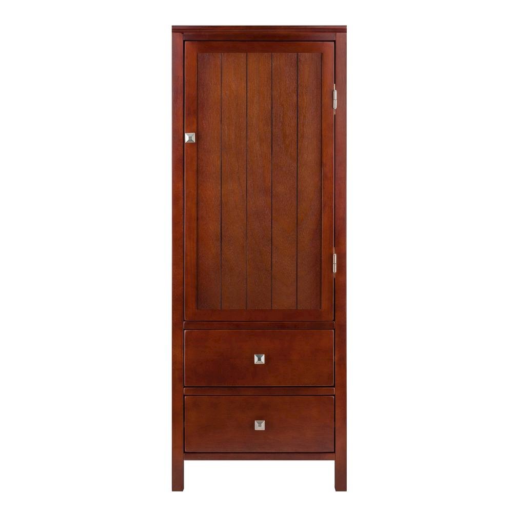 FurniFact Walnut Kitchen Cabinet – Small Pantry Cabinet with Doors