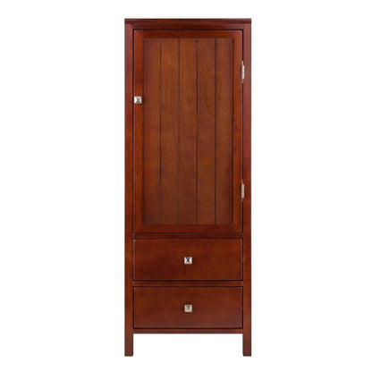 FurniFact Walnut Kitchen Cabinet – Small Pantry Cabinet with Doors