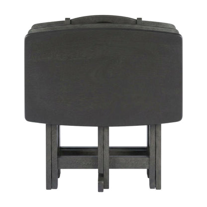 5-PC Folding TV Tray Table Set, Black Tables, Solid Wood Storage Rack