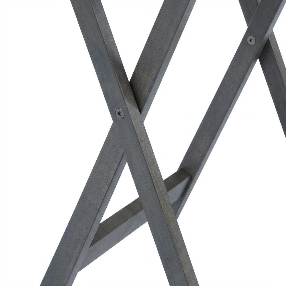 5-PC Folding TV Tray Table Set, Black Tables, Solid Wood Storage Rack
