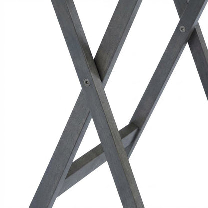 5-PC Folding TV Tray Table Set, Black Tables, Solid Wood Storage Rack
