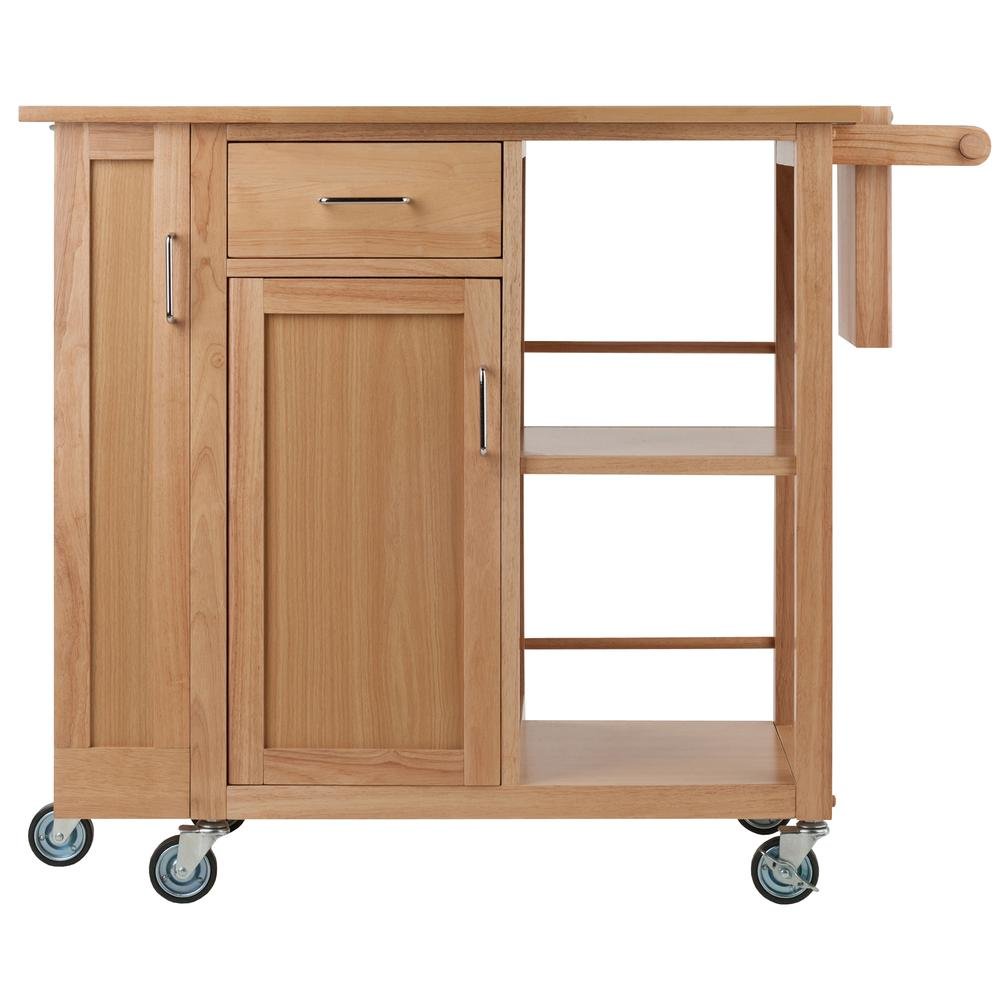 Natural Kitchen Island Cart on Wheels – Rolling Kitchen Island with Storage