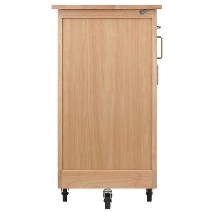 Natural Kitchen Island Cart on Wheels – Rolling Kitchen Island with Storage