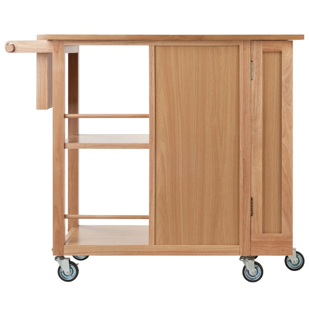 Natural Kitchen Island Cart on Wheels – Rolling Kitchen Island with Storage
