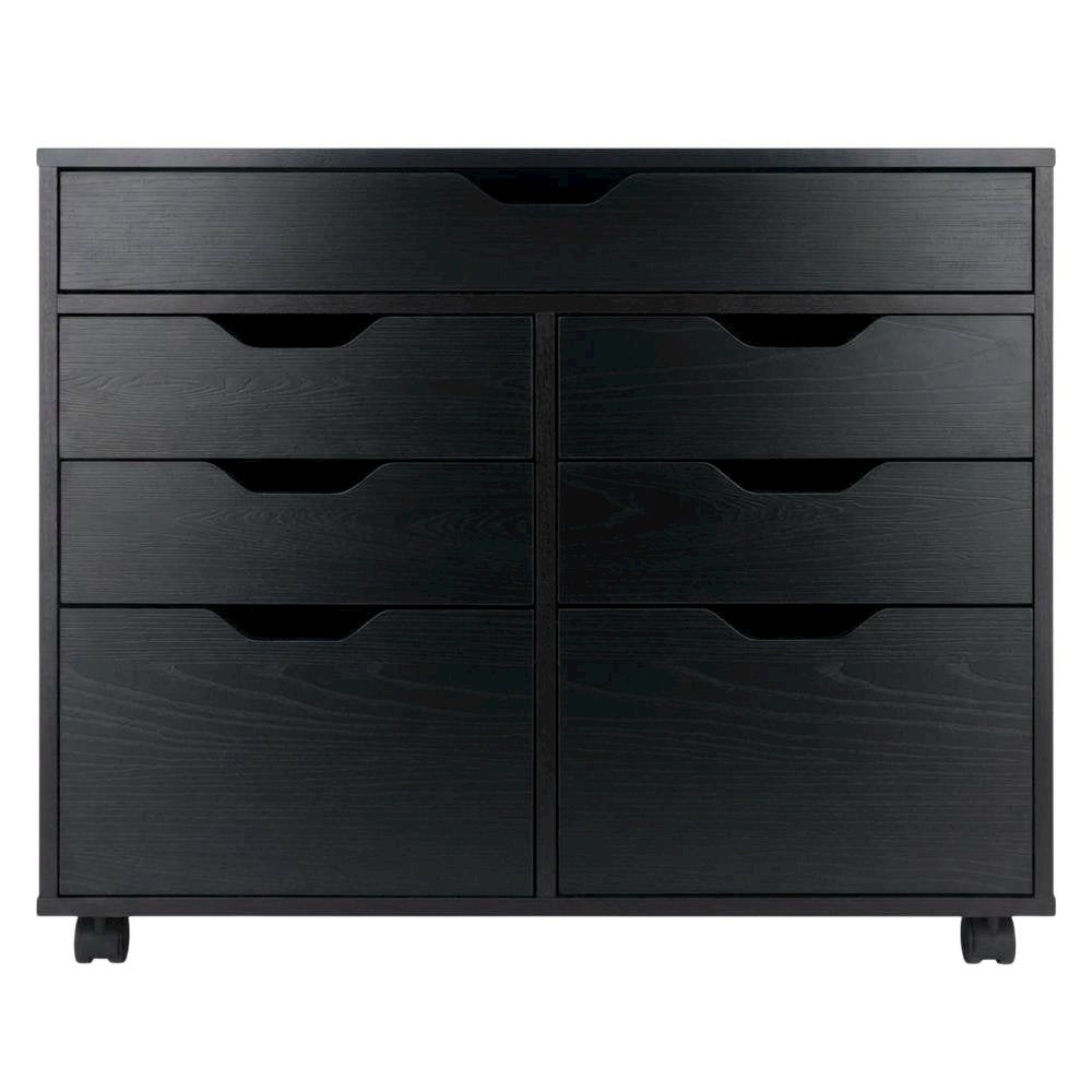 Composite Wood Buffet Cabinet with Open Shelves for Kitchen or Pantry, Black