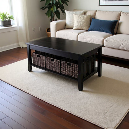 Espresso Coffee Table with Storage Baskets – Elegant Living Room Table