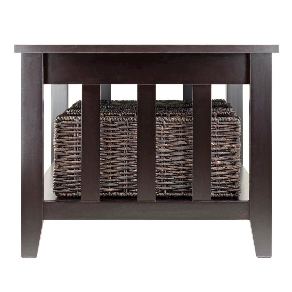 Espresso Coffee Table with Storage Baskets – Elegant Living Room Table