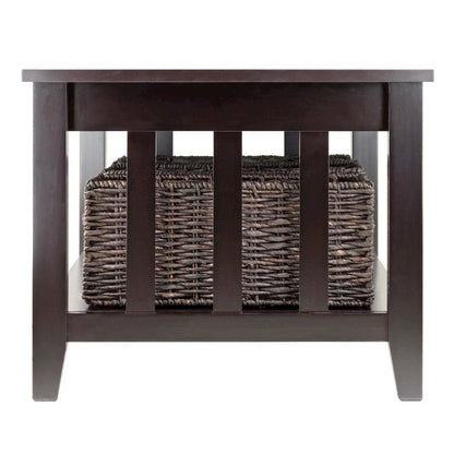Espresso Coffee Table with Storage Baskets – Elegant Living Room Table