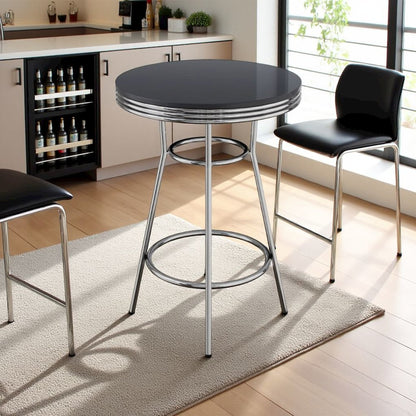 Black Metal Round Pub Table – Bar Height Dining Table for Any Space