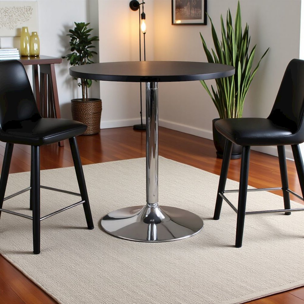 Black Small Round Dining Table – Compact Circle Table for Dining Spaces