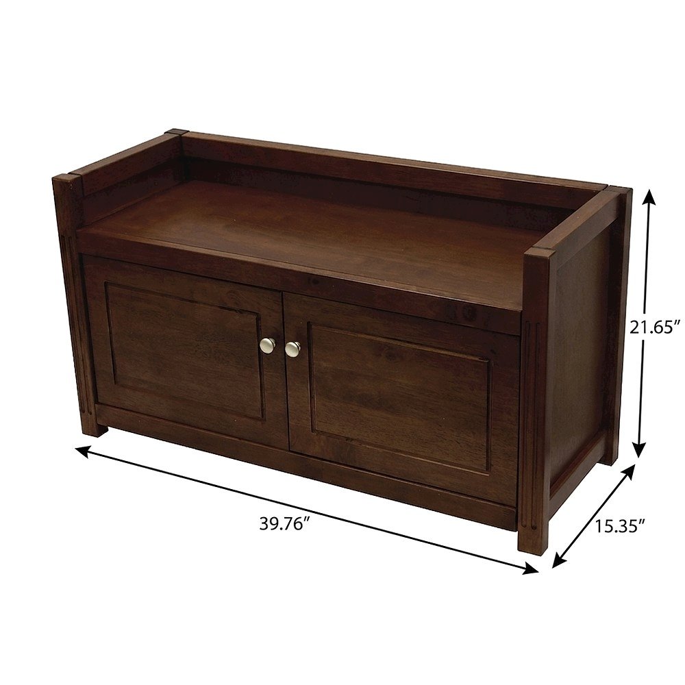 Solid Wood Entryway Bench with Lift-Top Storage for Shoe Rack, Hall Tree, Walnut