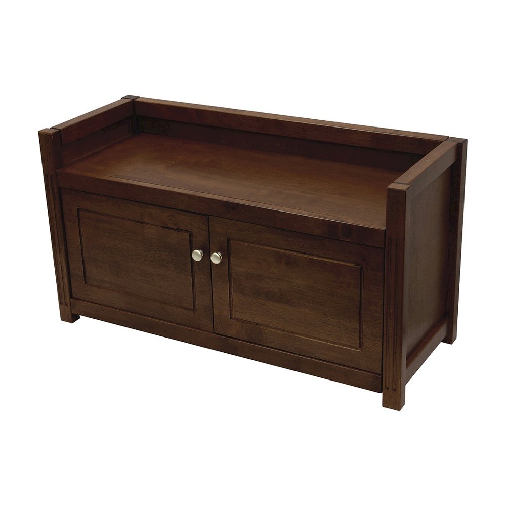 Solid Wood Entryway Bench with Lift-Top Storage for Shoe Rack, Hall Tree, Walnut
