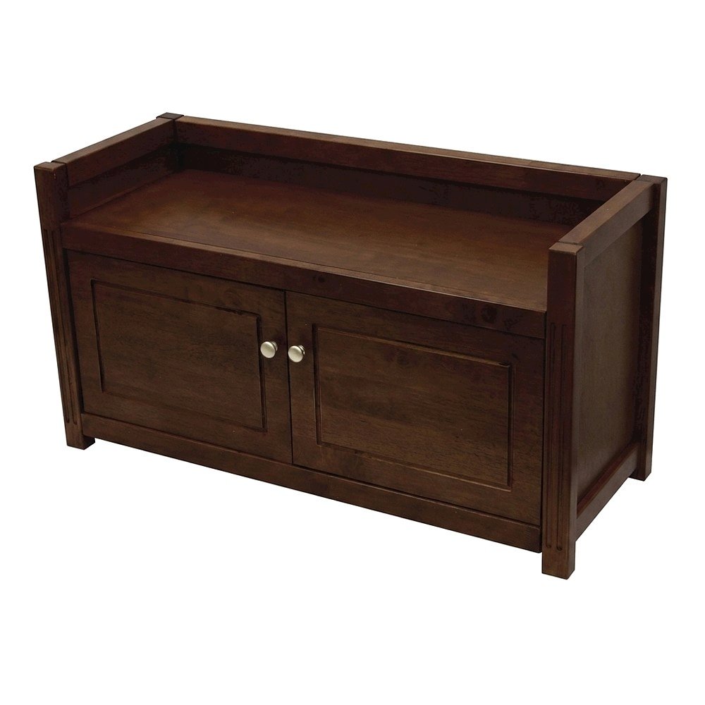Solid Wood Entryway Bench with Lift-Top Storage for Shoe Rack, Hall Tree, Walnut