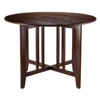 Antique Walnut Small Round Dining Table – Folding Drop Leaf Table