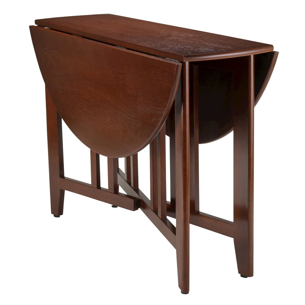 Antique Walnut Small Round Dining Table – Folding Drop Leaf Table