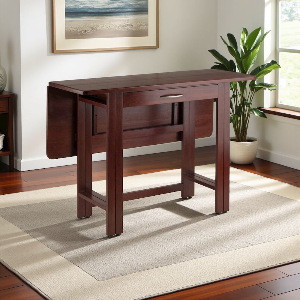 Walnut Folding Dining Table – Space-Saving Drop Leaf Table for Small Areas
