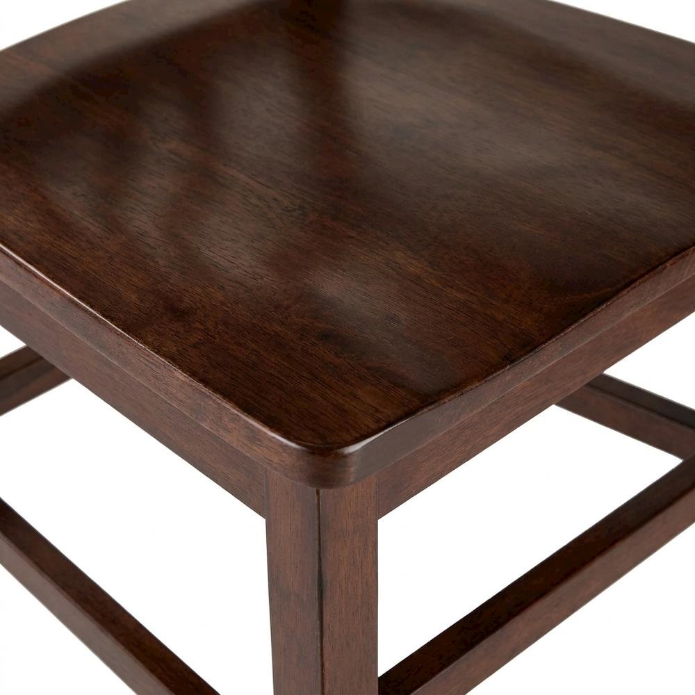 Solid Wood Stacking Dining Chair with Slat Back for Dining Room, Walnut, Set of 2