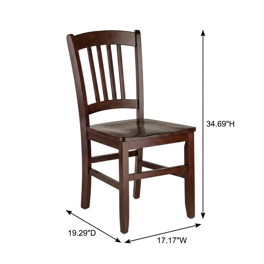 Solid Wood Stacking Dining Chair with Slat Back for Dining Room, Walnut, Set of 2