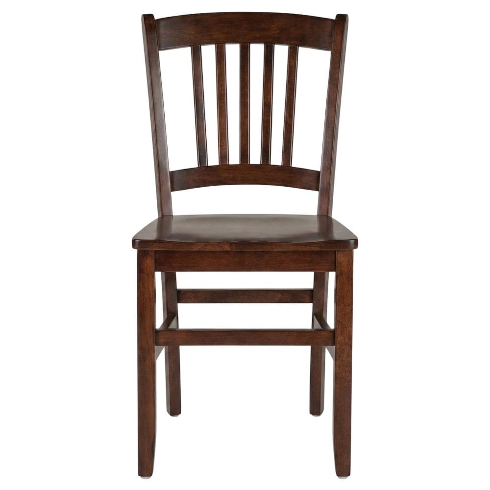 Solid Wood Stacking Dining Chair with Slat Back for Dining Room, Walnut, Set of 2