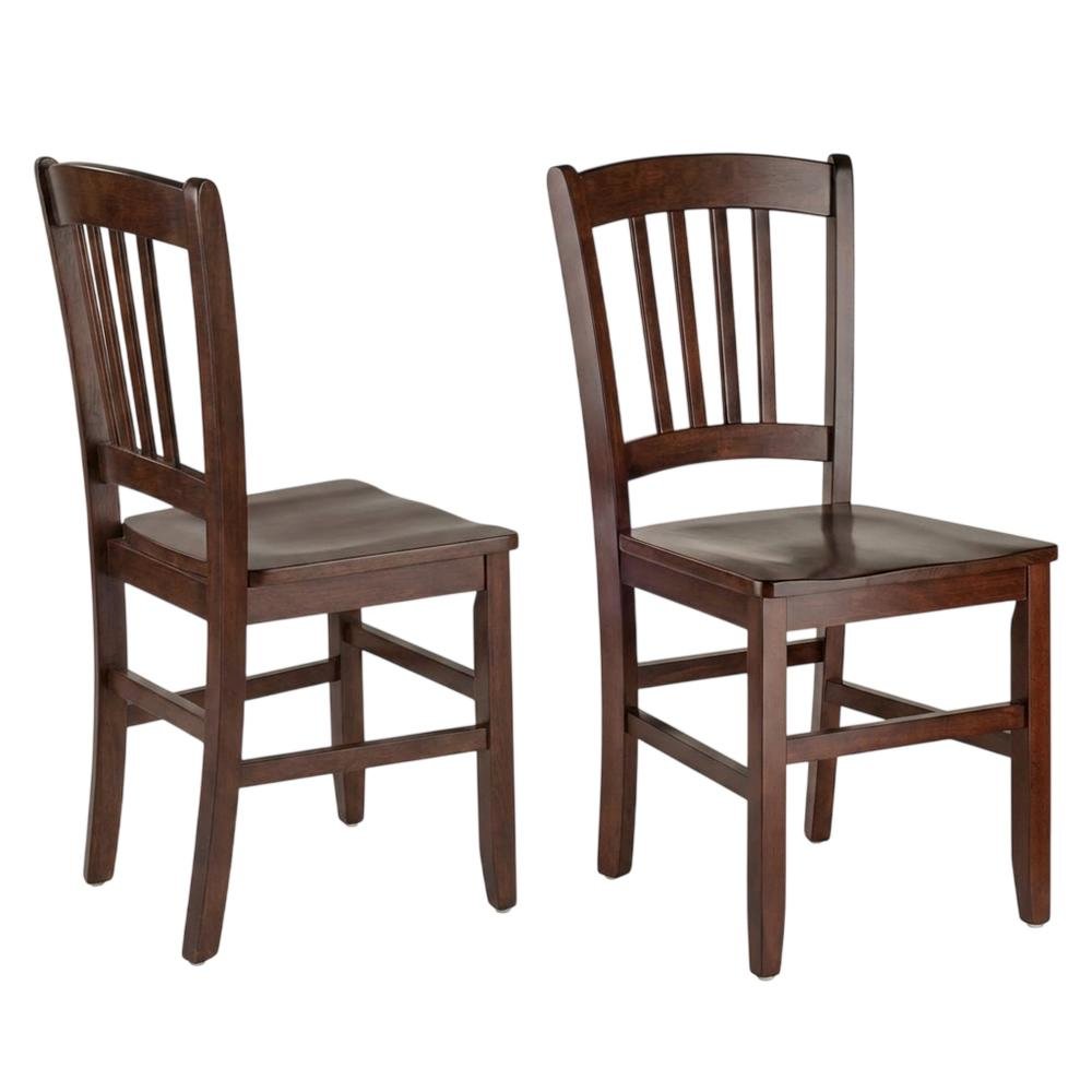 Solid Wood Stacking Dining Chair with Slat Back for Dining Room, Walnut, Set of 2
