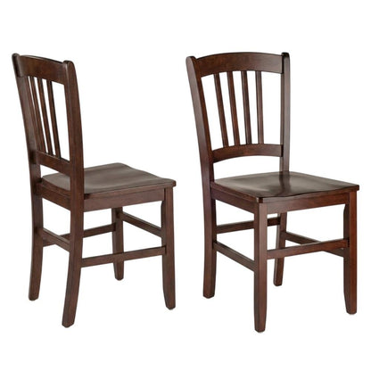 Solid Wood Stacking Dining Chair with Slat Back for Dining Room, Walnut, Set of 2
