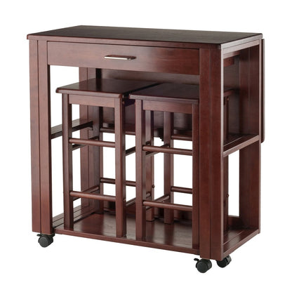 Walnut Folding Dining Table with Chairs – Small Table and Chairs, Set of 2