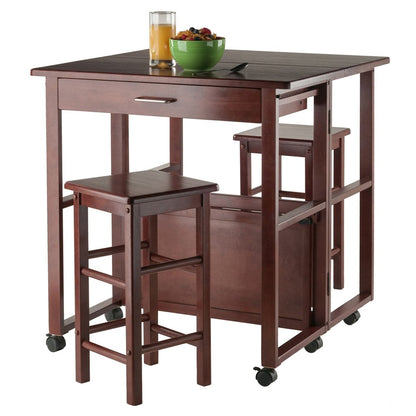 Walnut Folding Dining Table with Chairs – Small Table and Chairs, Set of 2