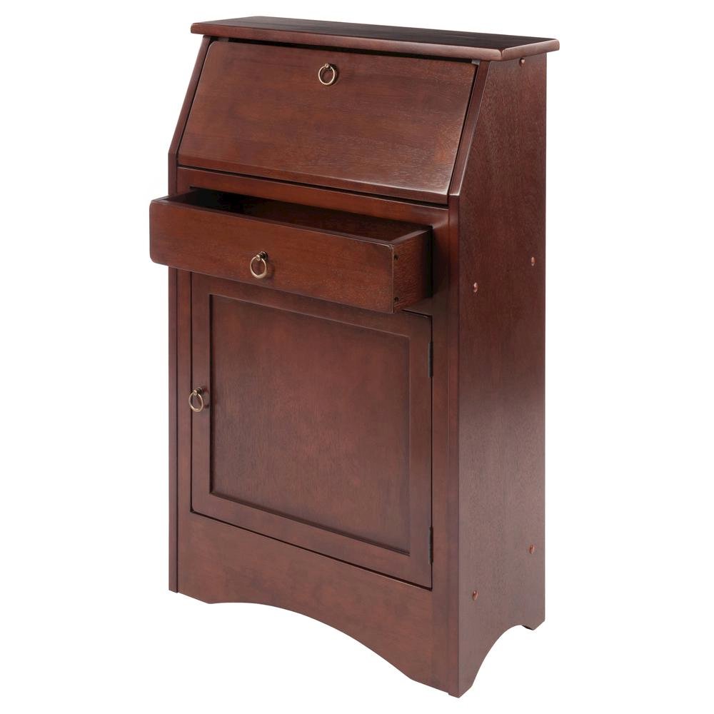 Walnut Secretary Desk – Classic Roll Top Hidden Desk with Storage