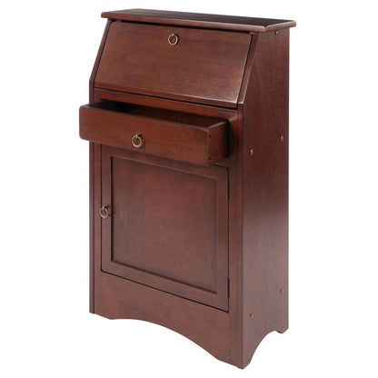 Walnut Secretary Desk – Classic Roll Top Hidden Desk with Storage