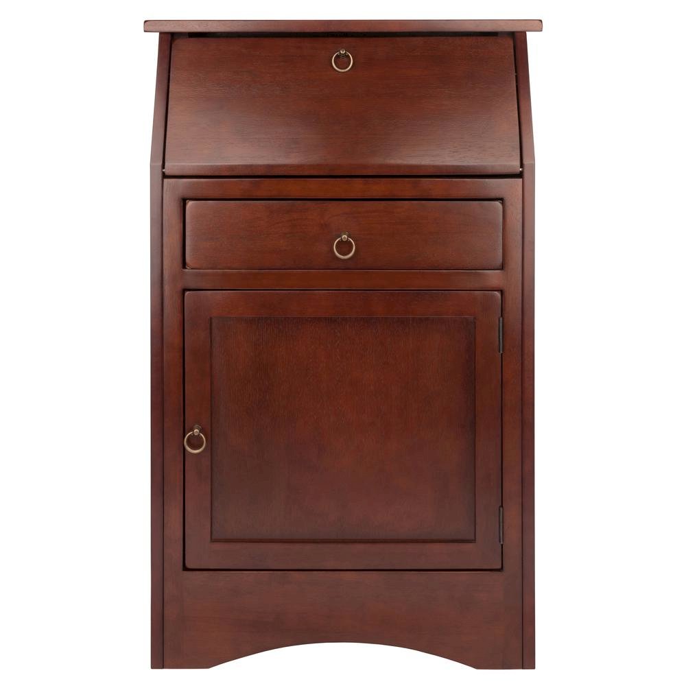 Walnut Secretary Desk – Classic Roll Top Hidden Desk with Storage