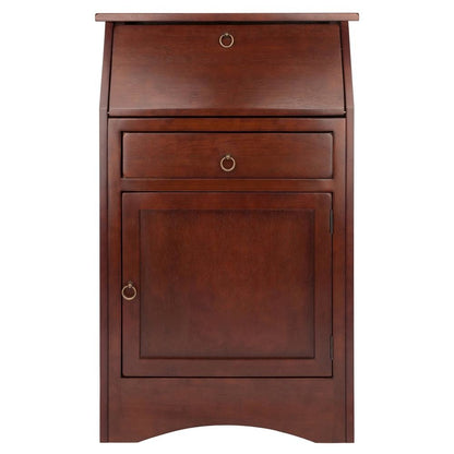 Walnut Secretary Desk – Classic Roll Top Hidden Desk with Storage