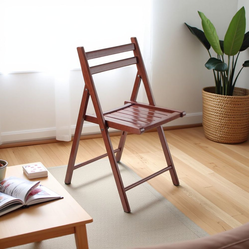 Walnut Folding Chair Set – 4-Pack Folding Wood Chairs for Easy Storage