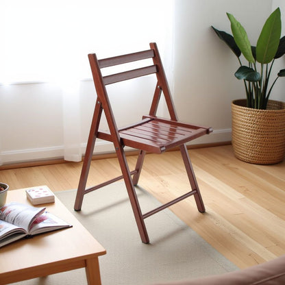 Walnut Folding Chair Set – 4-Pack Folding Wood Chairs for Easy Storage