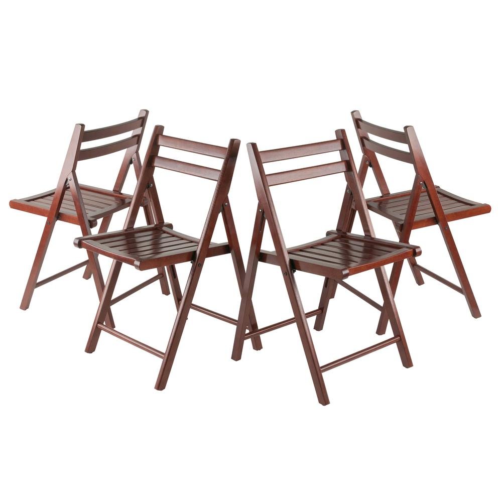 Walnut Folding Chair Set – 4-Pack Folding Wood Chairs for Easy Storage