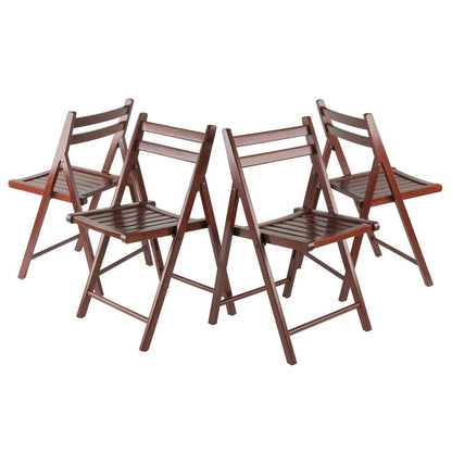 Walnut Folding Chair Set – 4-Pack Folding Wood Chairs for Easy Storage