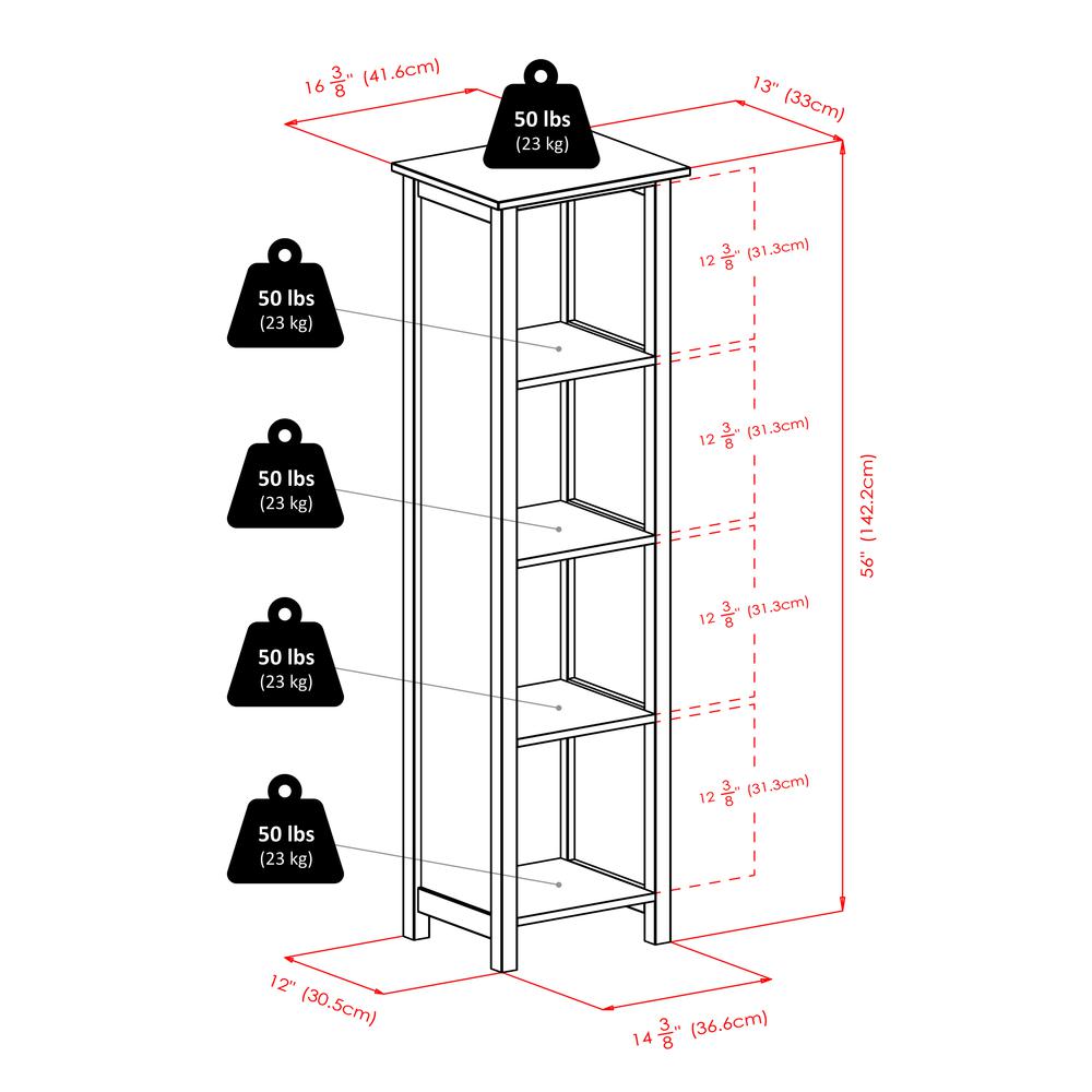 Milan Storage Shelf or Bookcase 5-Tier, Tall