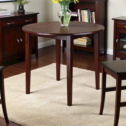 Walnut Small Round Drop Leaf Table – Foldable Dining Table for Spaces