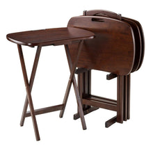 Walnut Snack Table Set – Folding TV Trays with Stand for Dining & Work
