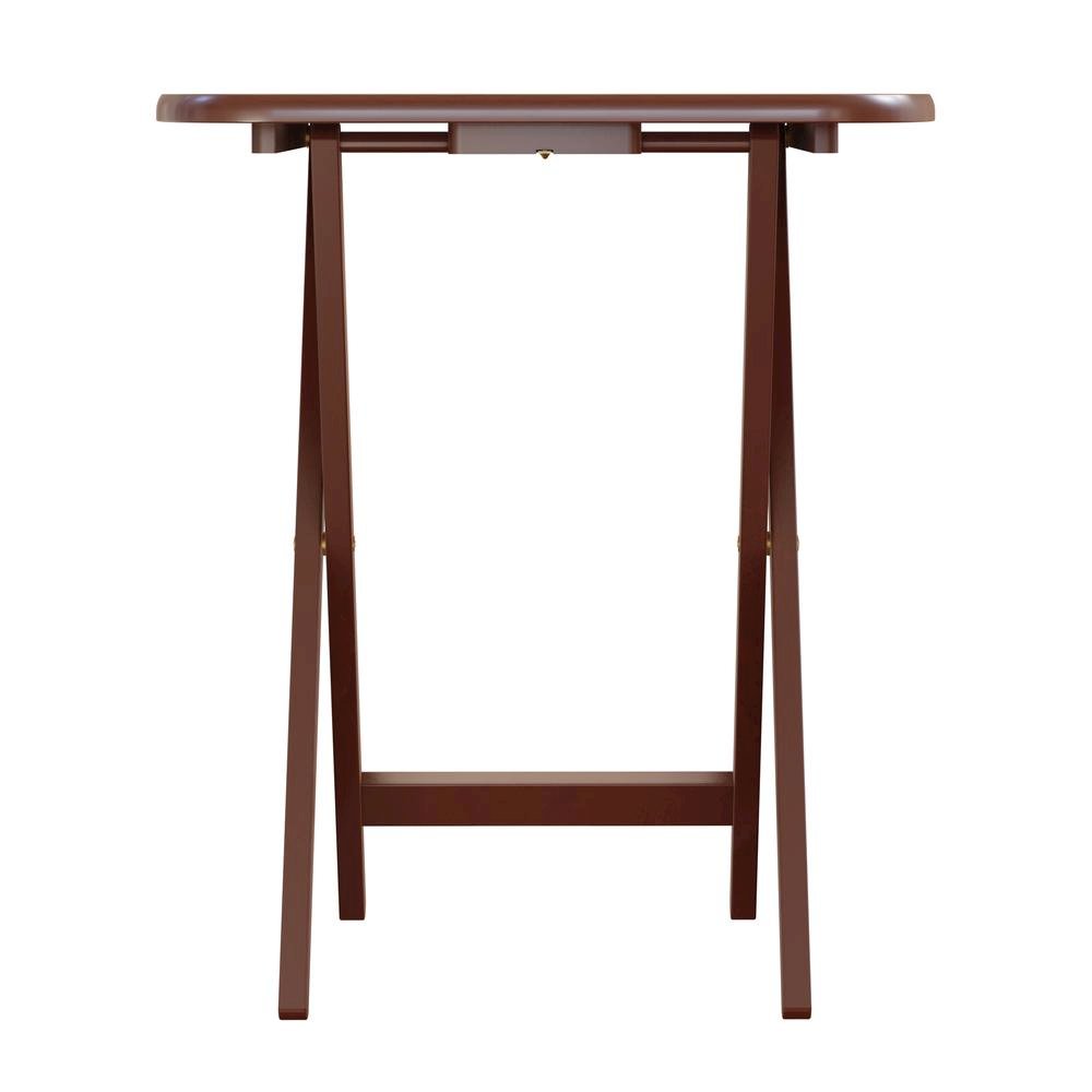 Walnut Snack Table Set – Folding TV Trays with Stand for Dining & Work