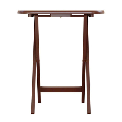 Walnut Snack Table Set – Folding TV Trays with Stand for Dining & Work
