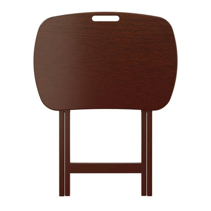 Walnut Snack Table Set – Folding TV Trays with Stand for Dining & Work