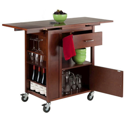 Walnut Kitchen Island Cart – Rolling Kitchen Island on Wheels