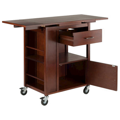 Walnut Kitchen Island Cart – Rolling Kitchen Island on Wheels
