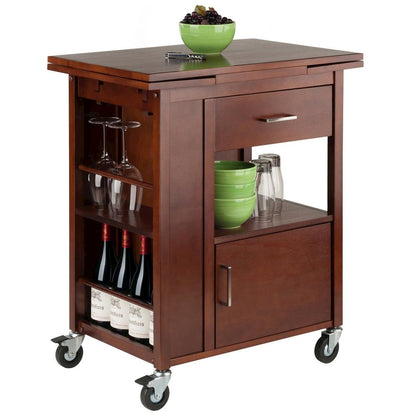 Walnut Kitchen Island Cart – Rolling Kitchen Island on Wheels
