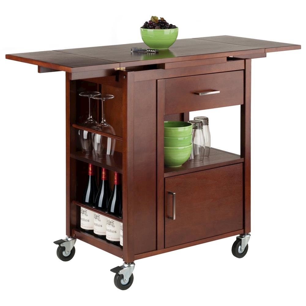 Walnut Kitchen Island Cart – Rolling Kitchen Island on Wheels