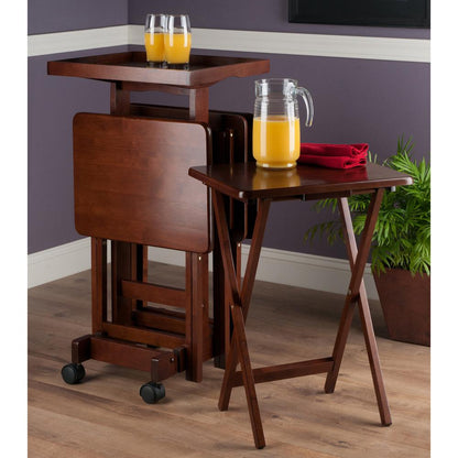 6-PC Snack Table Set Walnut