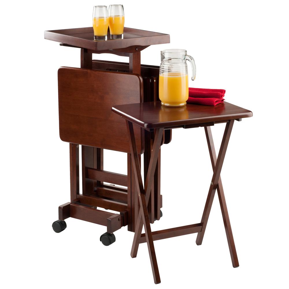 6-PC Snack Table Set Walnut