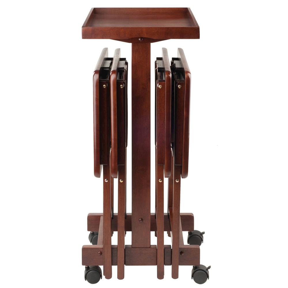 Walnut Solid Wood TV Tray Set – Folding Snack Tables for Dining & Work