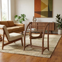 Solid Wood Blanket Rack Stand, Living Room Blanket Holder In Walnut Finish